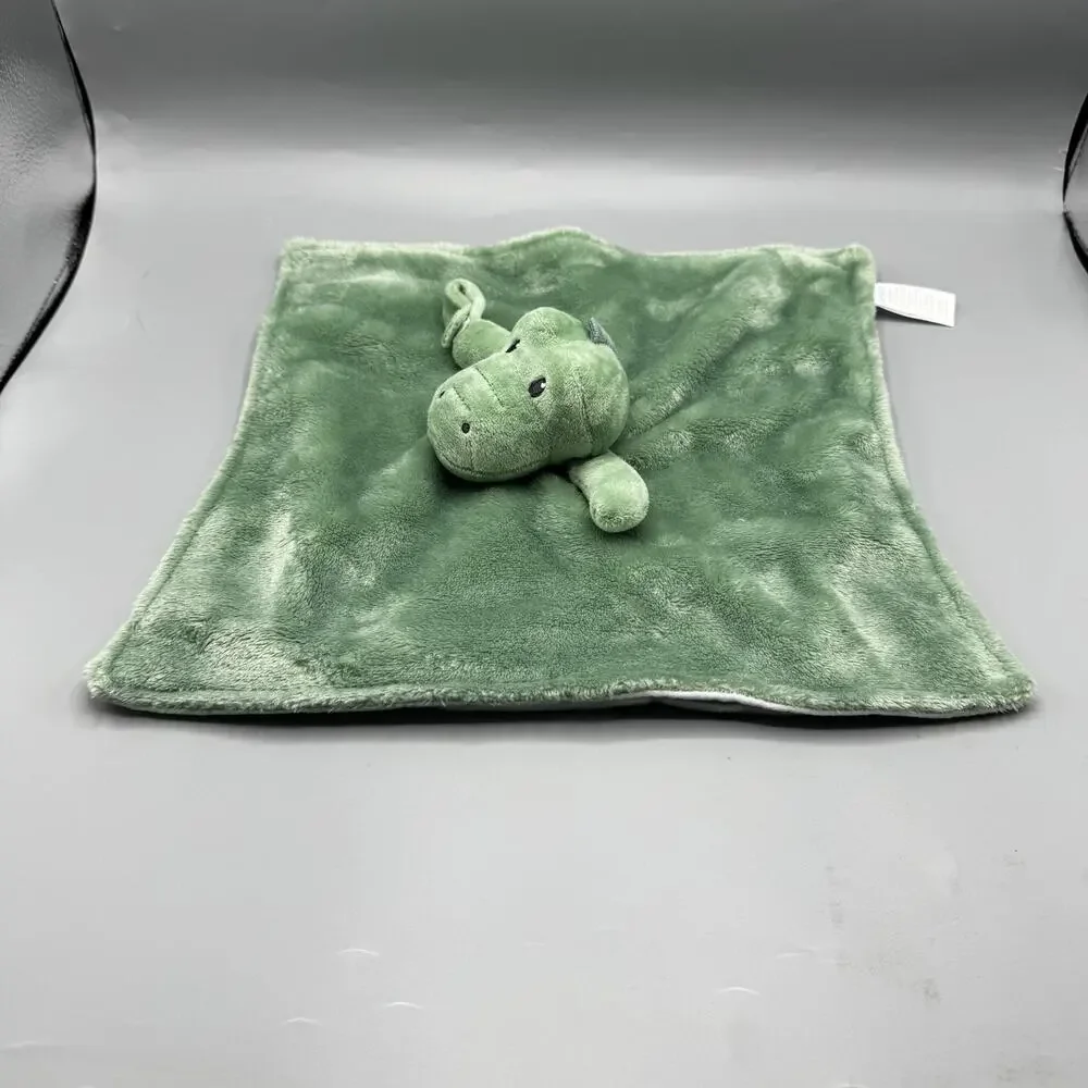 Carters Green Alligator Crocodile Lovey Security Blanket Stripes Pacifier Holder